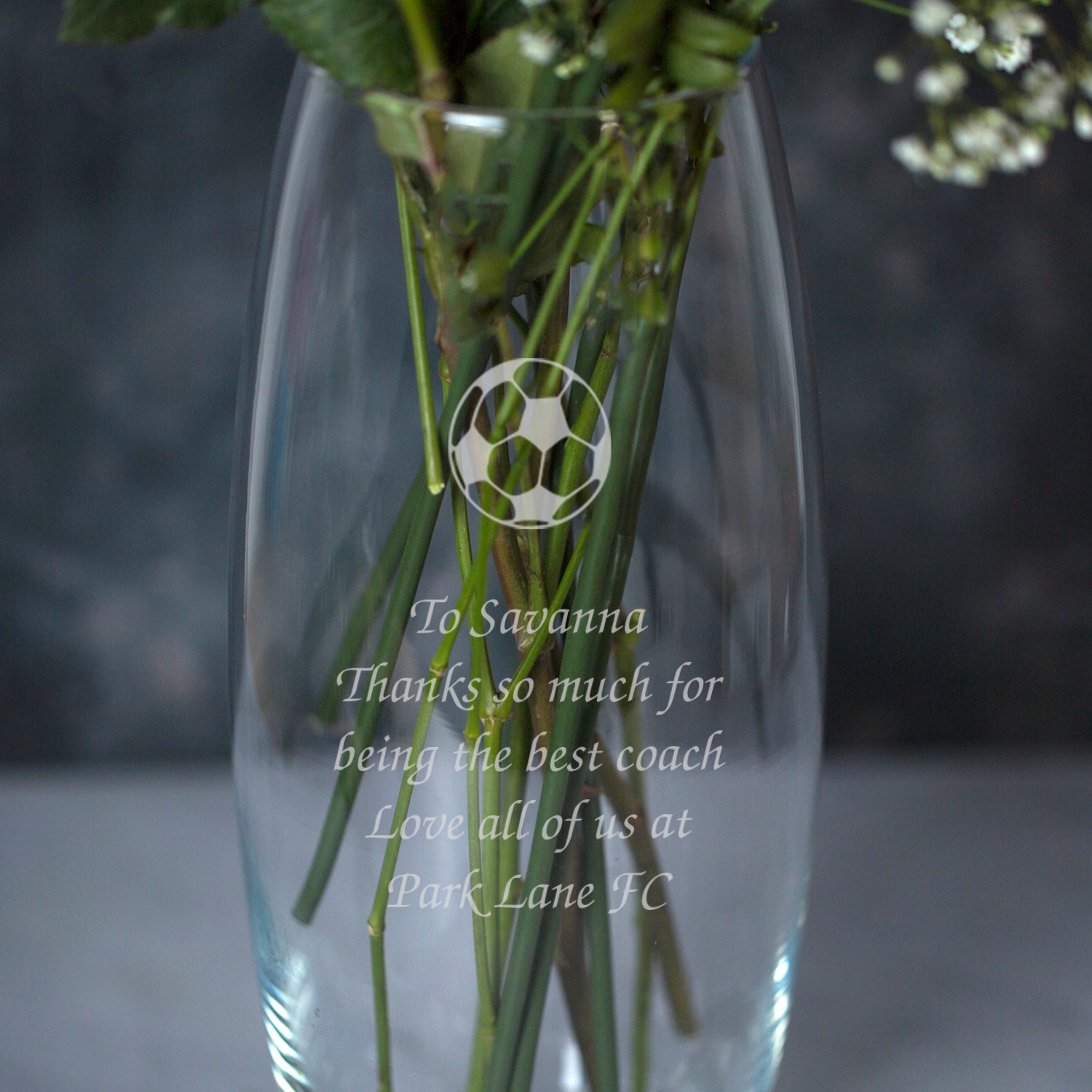 Personalised Football Glass Bullet Vase - Bullet Vase