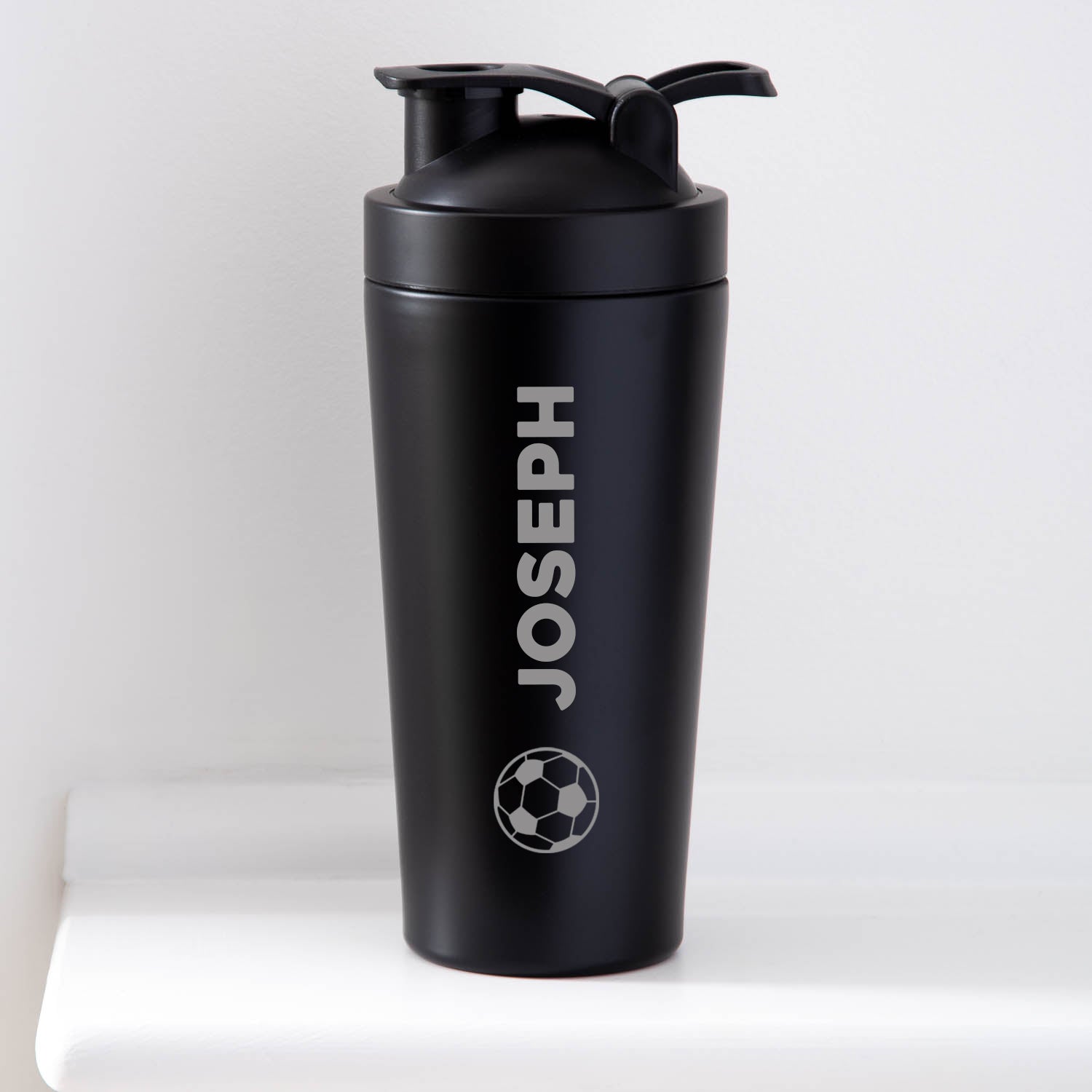 Personalised Football Name Protein Shaker Bottle - Black - Protein Shaker Bottles