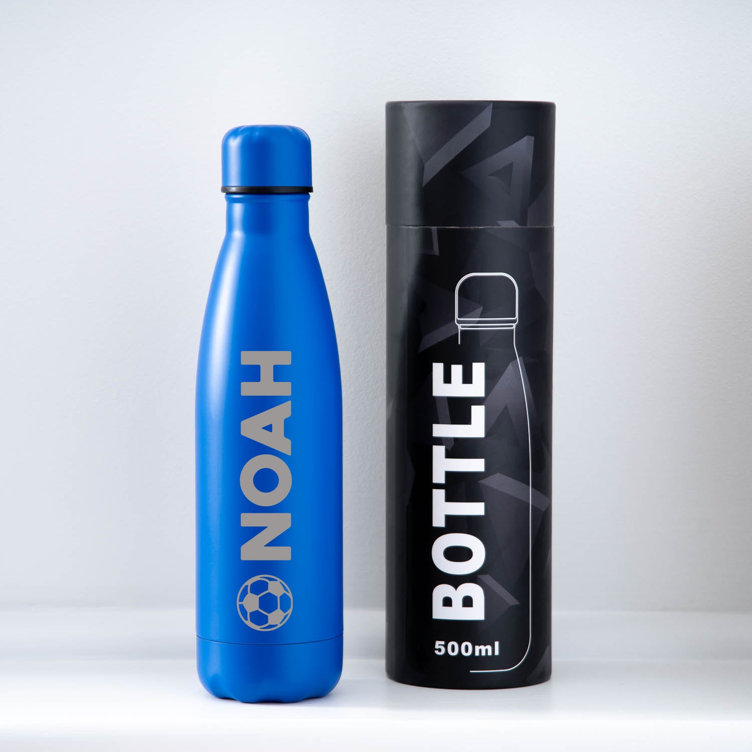 Personalised Football Name Thermos Water Bottle - Dark Blue / Yes - Thermos Water Bottles