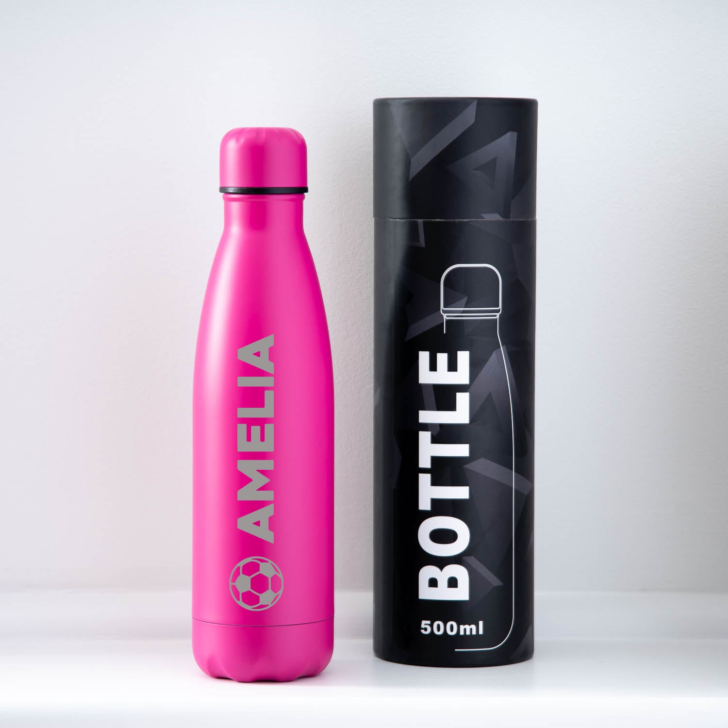 Personalised Football Name Thermos Water Bottle - Dark Pink / Yes - Thermos Water Bottles