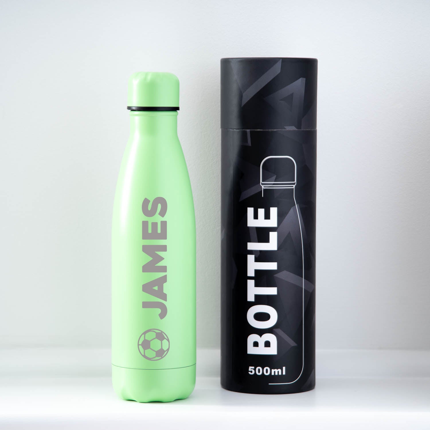 Personalised Football Name Thermos Water Bottle - Light Green / Yes - Thermos Water Bottles