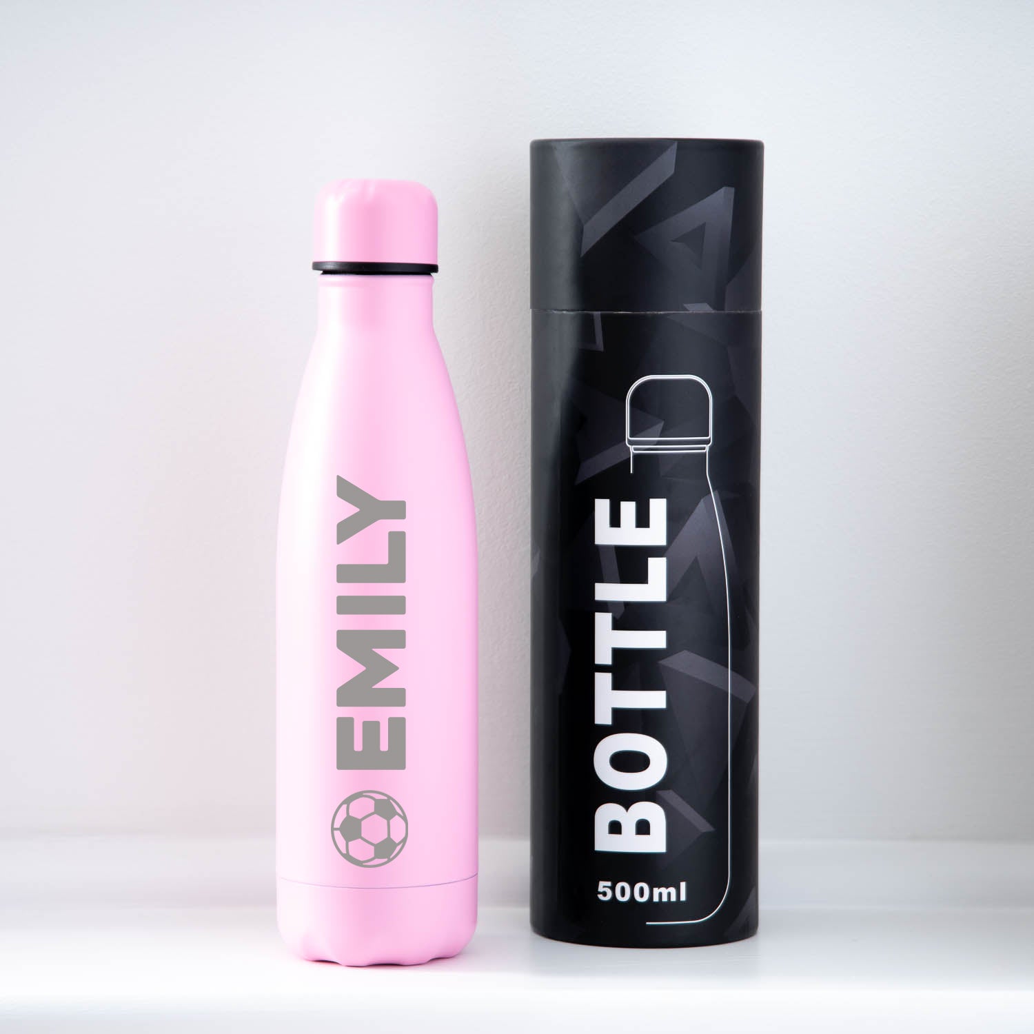 Personalised Football Name Thermos Water Bottle - Light Pink / Yes - Thermos Water Bottles