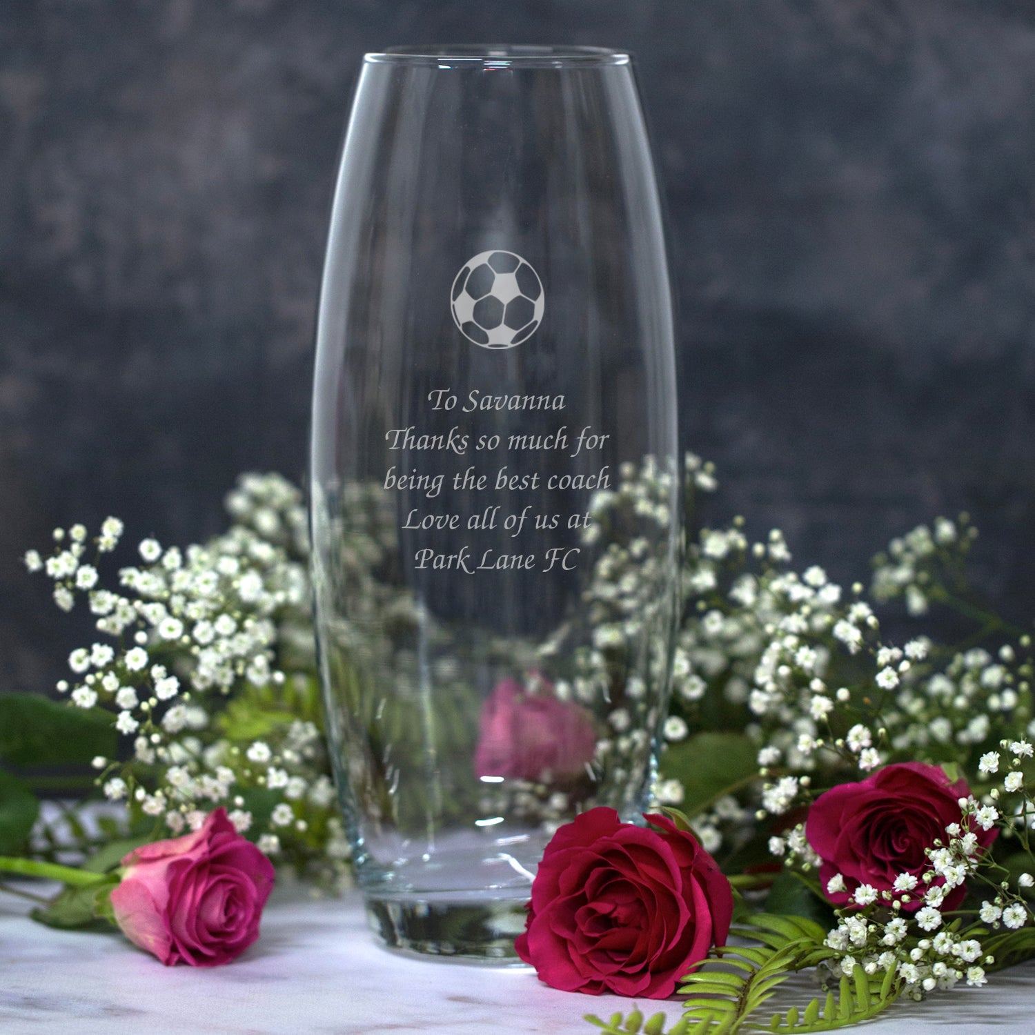 Personalised Football Glass Bullet Vase - Bullet Vase