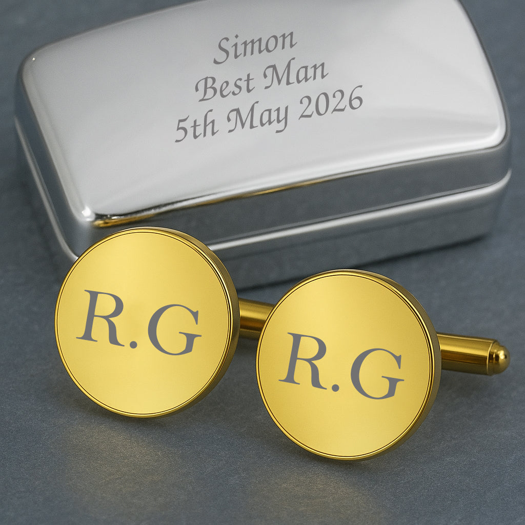 Personalised Gold Plated Circle Initials Cufflinks - Cufflinks