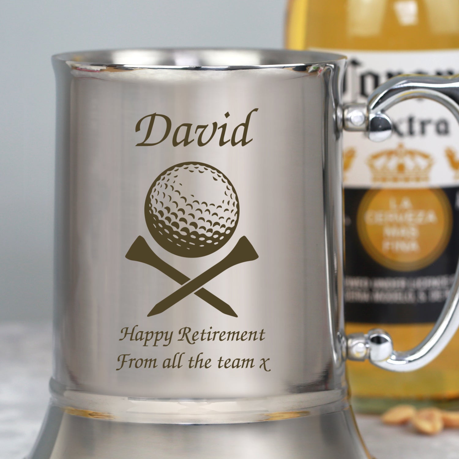 Personalised Golf & Tees Silver Stainless Steel Tankard - Stainless Steel Tankards