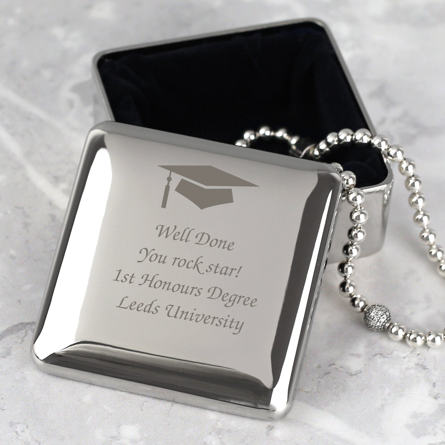Personalised Graduation Square Trinket Box - Trinket Box