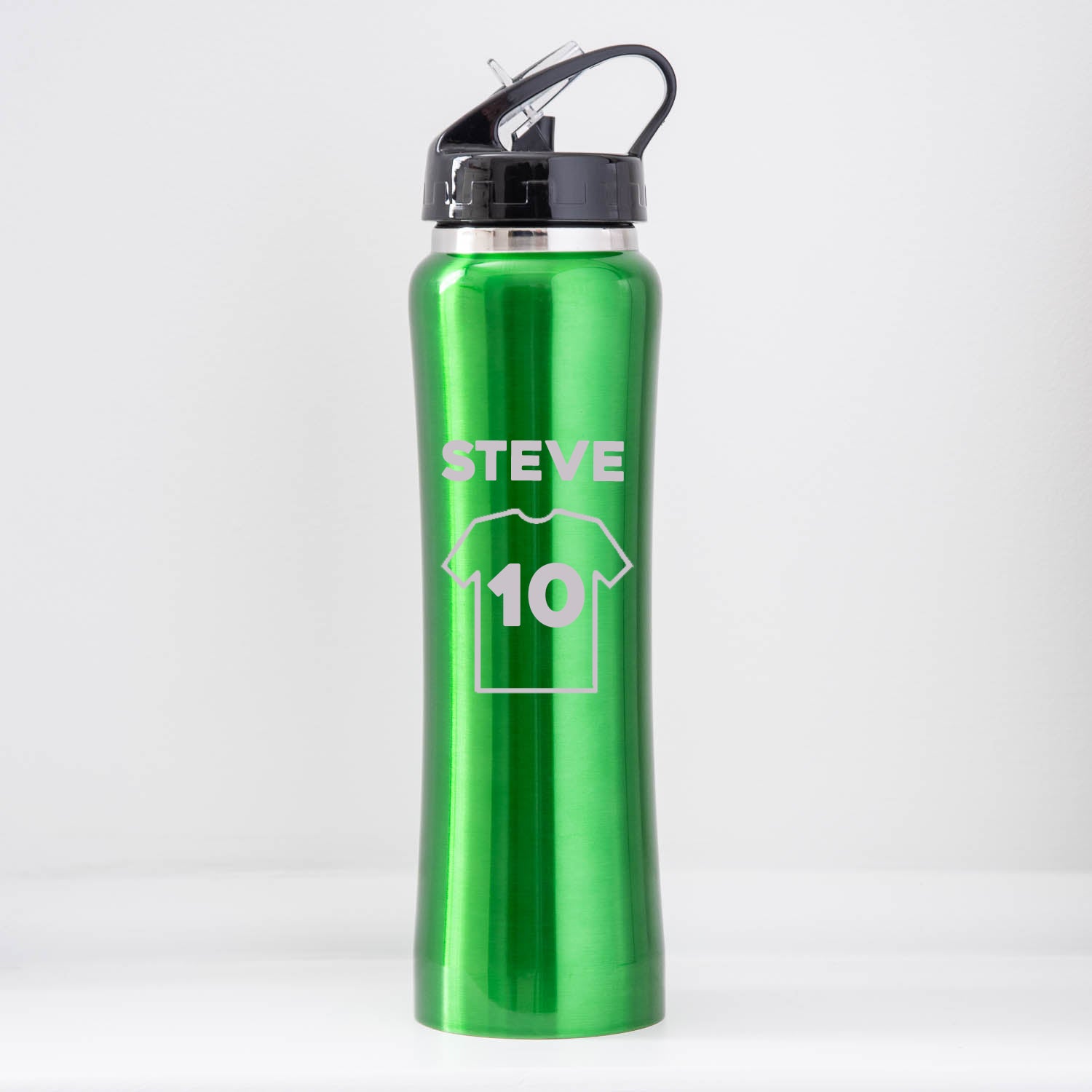 Personalised Football Shirt Sports Style Thermos Water Bottle - Green - Thermos Water Bottles