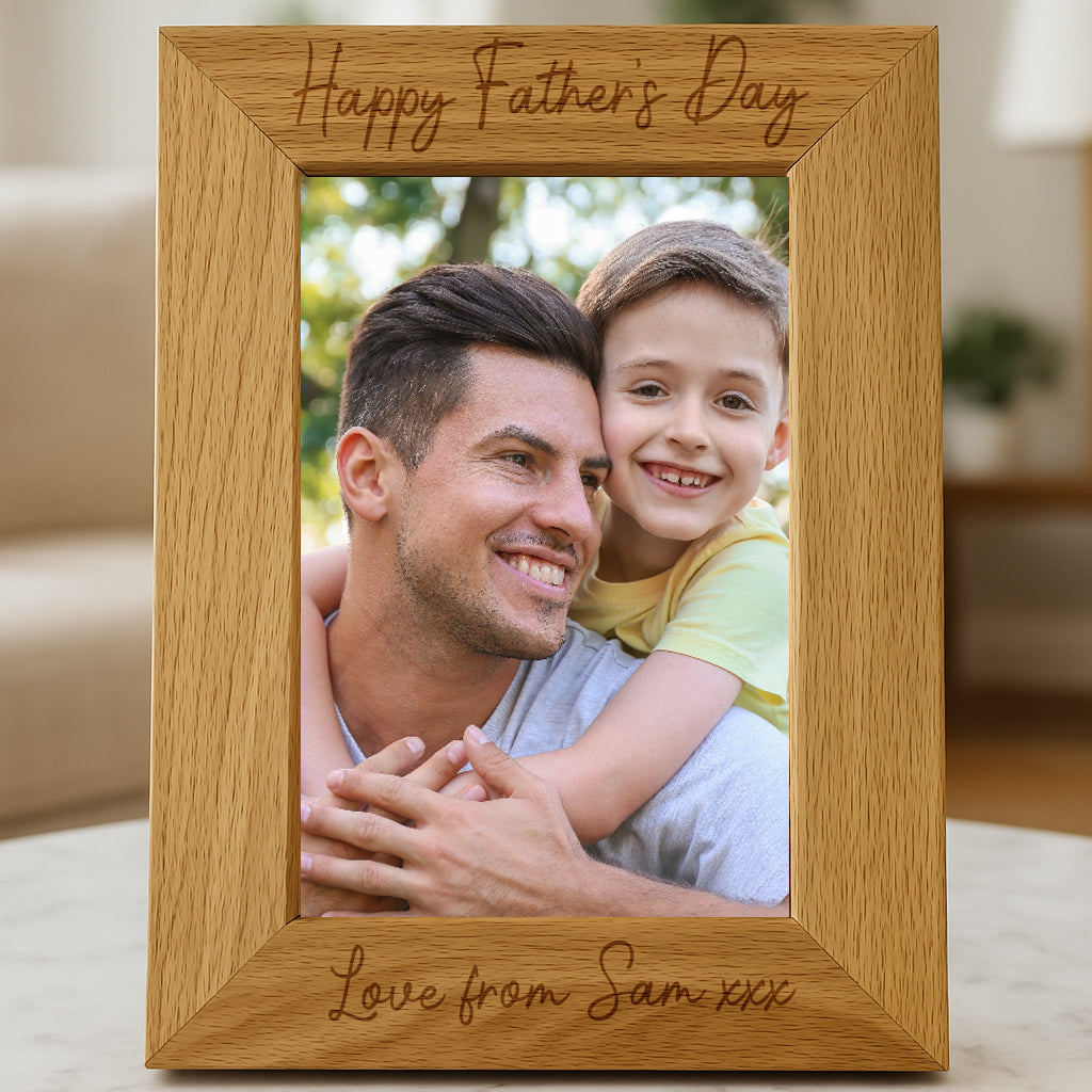 Personalised Wooden Happy Father’s Day Frame - 4x6 Portrait - Photo Frames