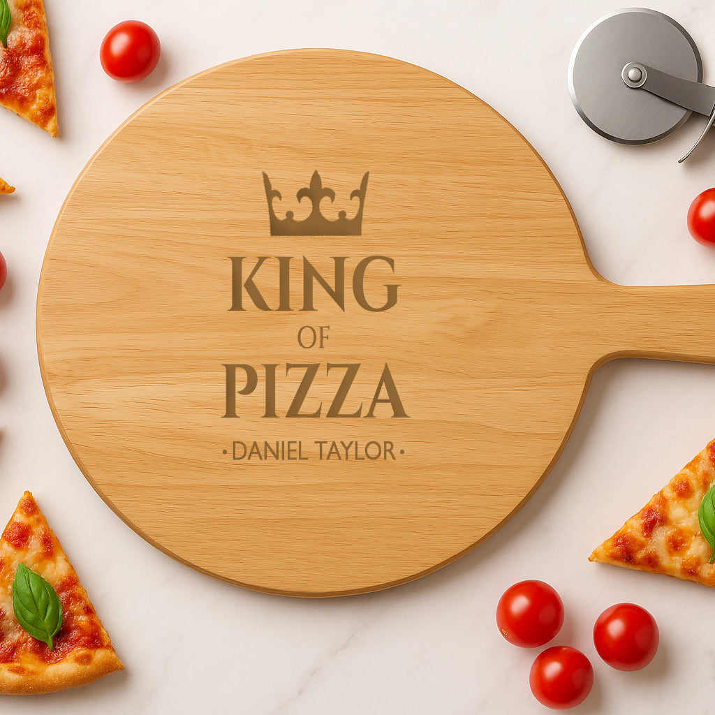 Personalised King Of Pizza Pizza Large Round Board & Handle - Pizza Boards
