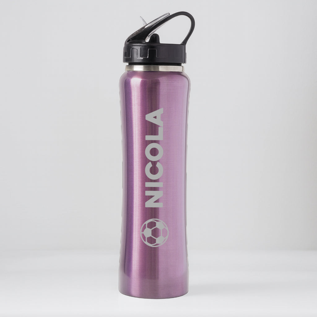 Personalised Football Sports Style Thermos Water Bottle - Lavender - Thermos Water Bottles