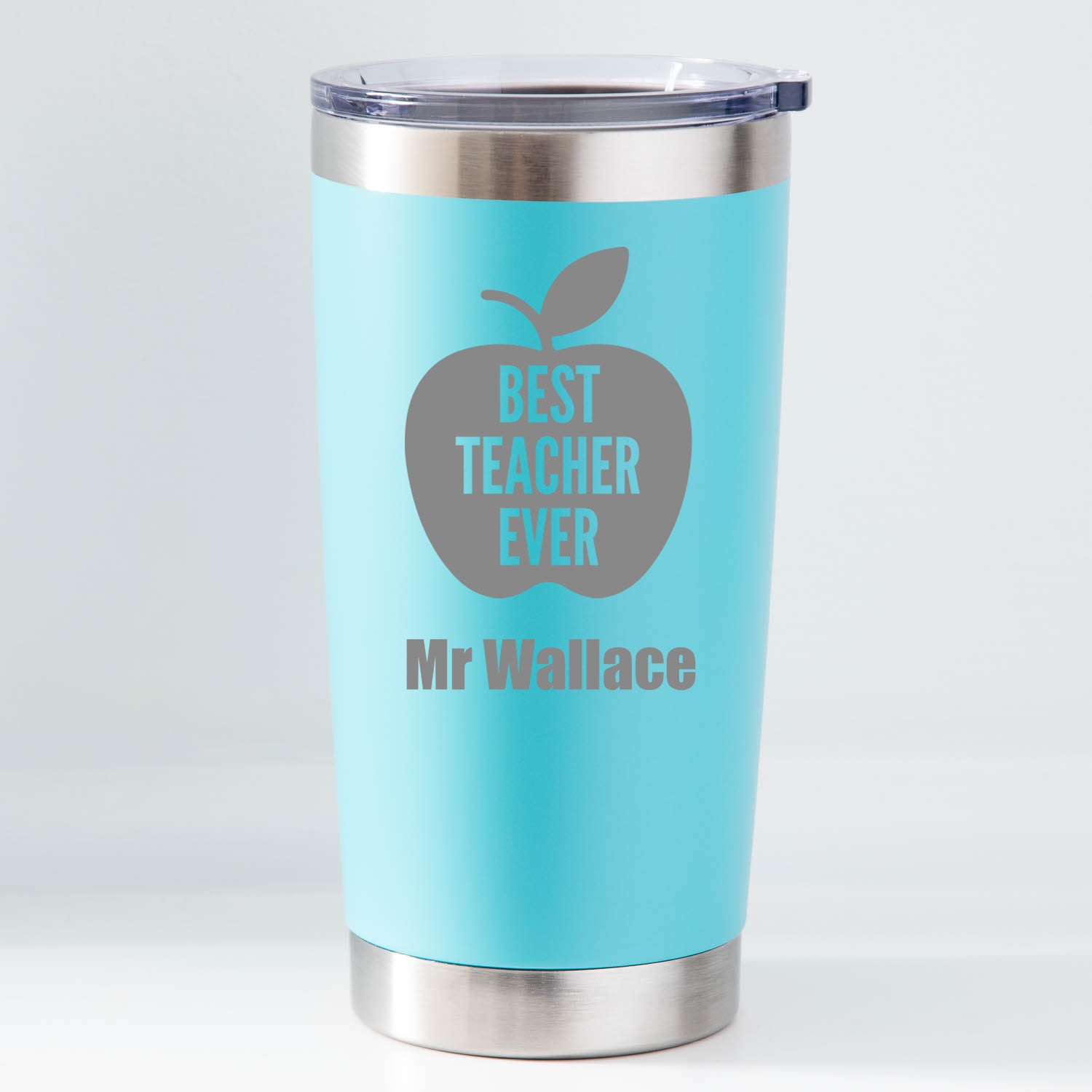 Personalised Best Teacher Apple Thermos Insulated Cup - Light Blue - Thermos Water Bottles