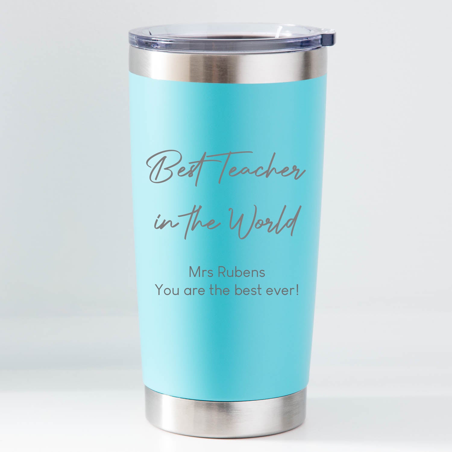 Personalised Best Teacher In The World Thermos Insulated Cup - Light Blue - Thermos Water Bottles
