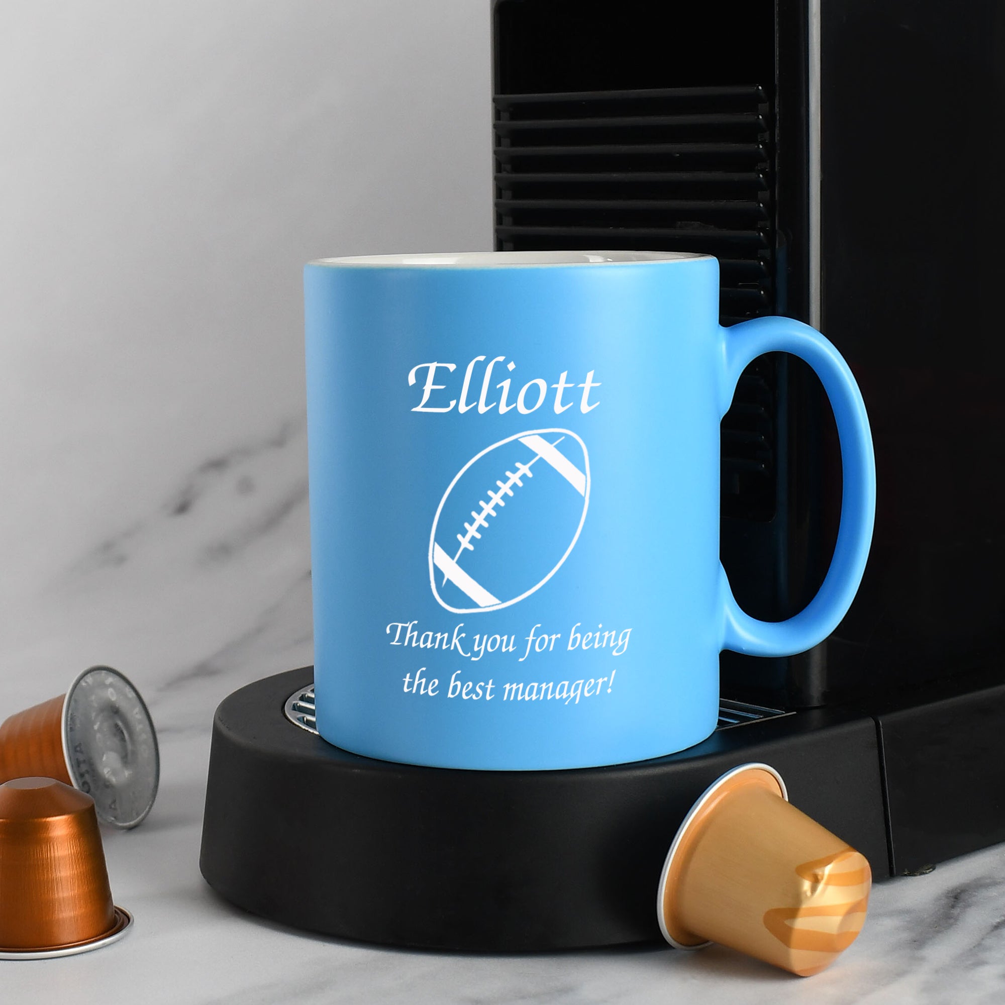 Personalised Rugby Mug - Light Blue