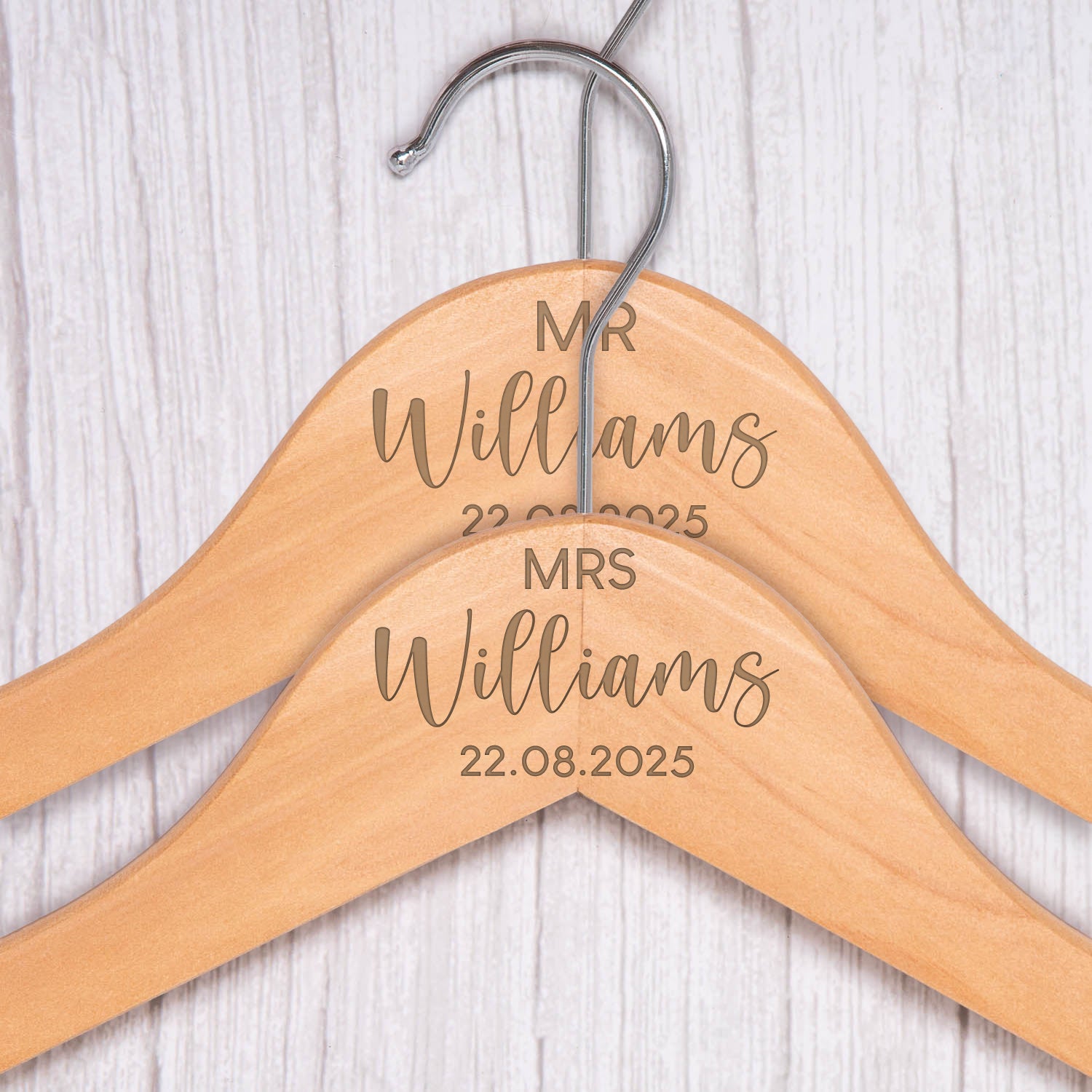 Personalised Mr & Mrs Wooden Hangers