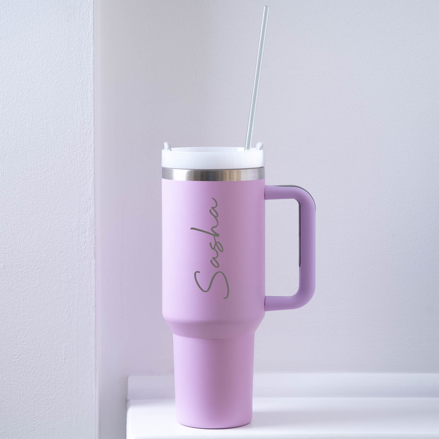 Personalised 40oz Insulated Travel Cup | Laser Engraved Name - Lilac - Mugs