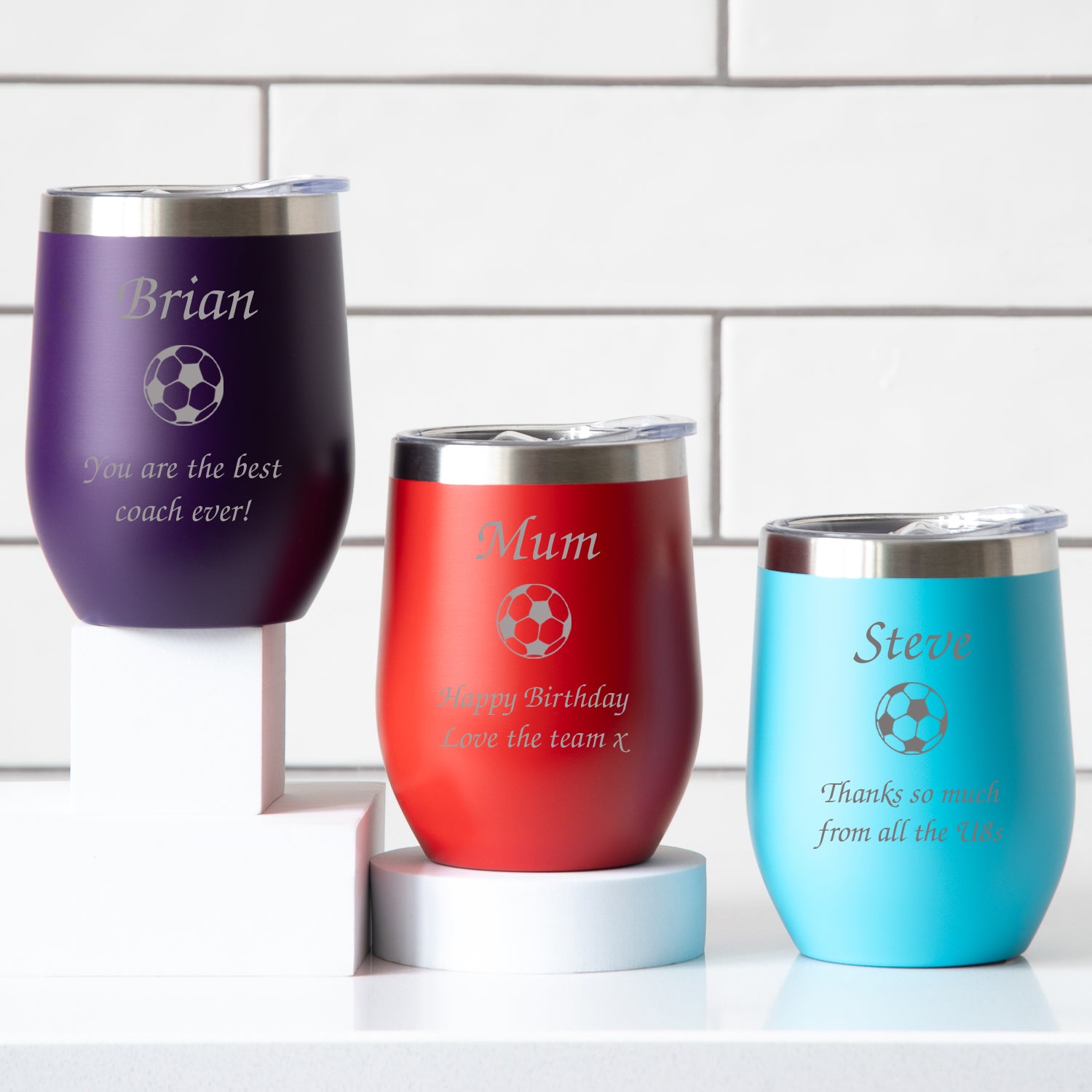 Personalised Football Thermos Insulated Travel Tumbler