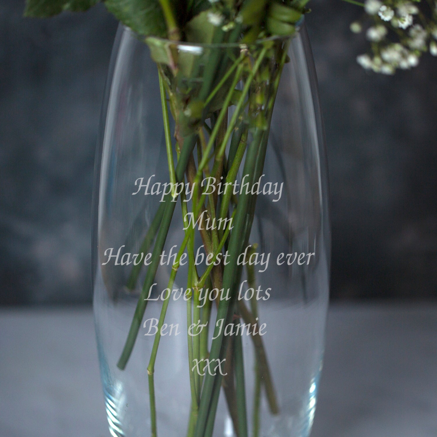 Personalised Any Message Glass Bullet Vase