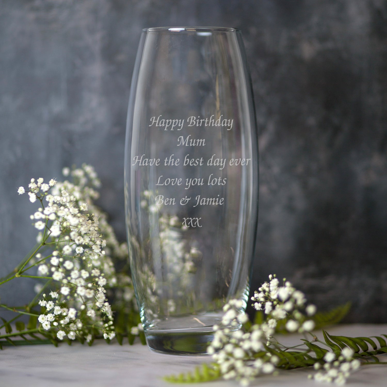 Personalised Any Message Glass Bullet Vase