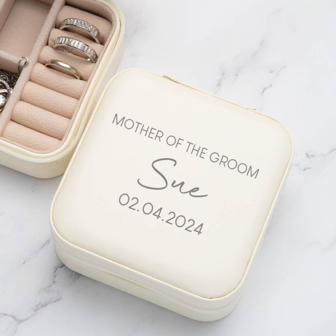 Personalised Mother of the Groom Cream Jewellery Box