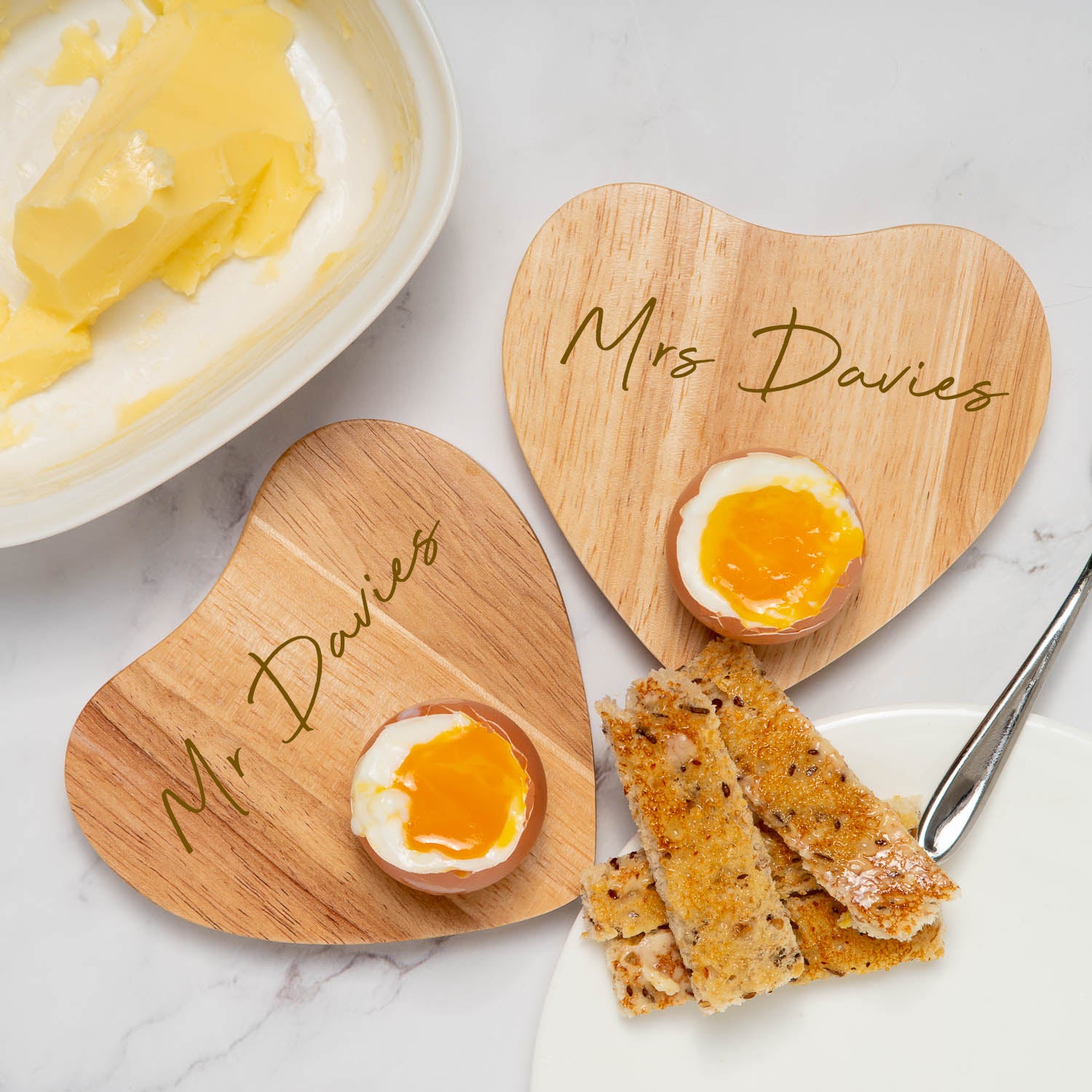 Personalised Mr & Mrs Wedding Heart Egg Boards - Egg Cup