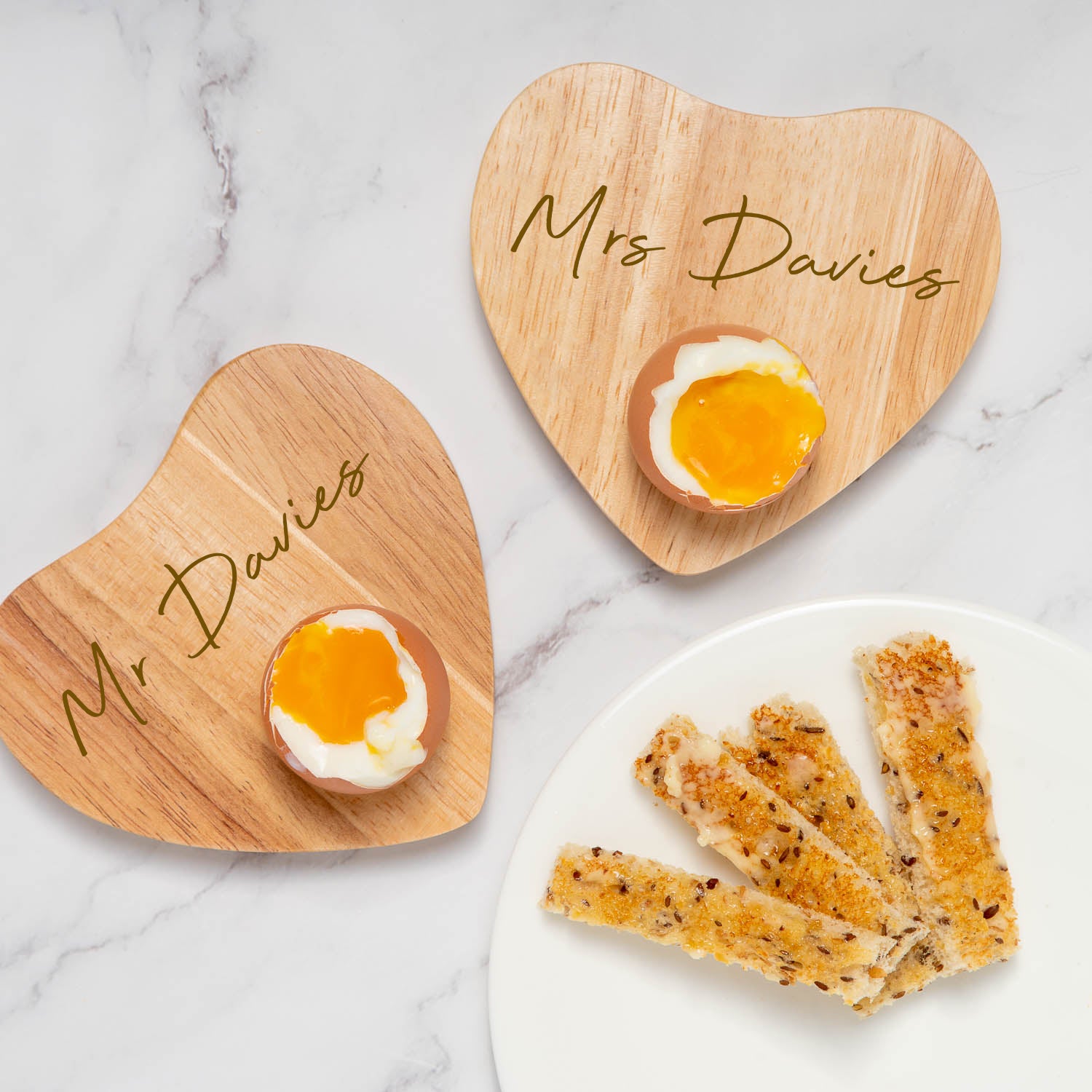 Personalised Mr & Mrs Wedding Heart Egg Boards - Egg Cup