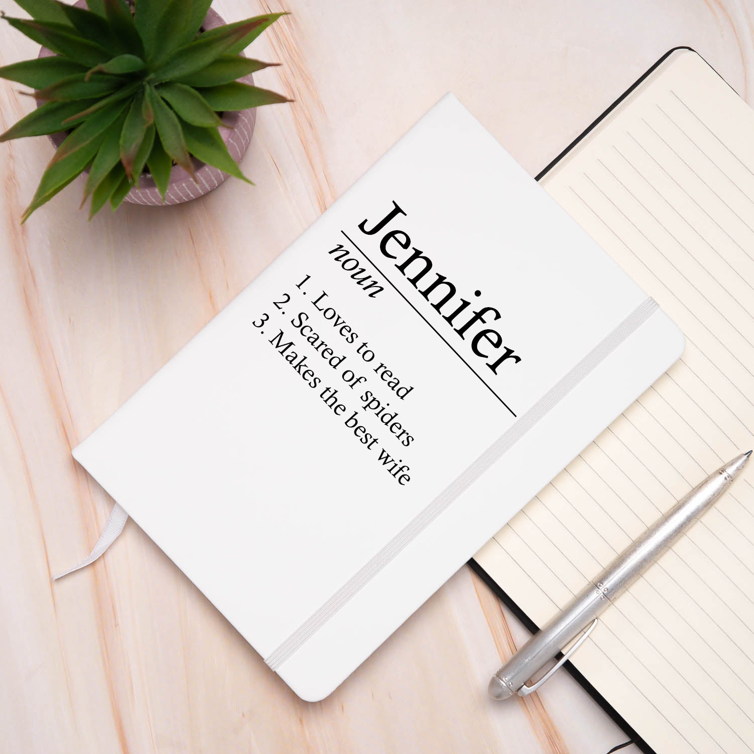 Personalised Name Definition PU A5 Notebook - White - Notebook