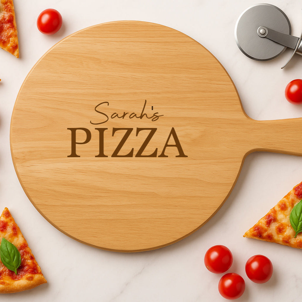 Personalised Name Large Round Pizza Board & Handle - Pizza Boards