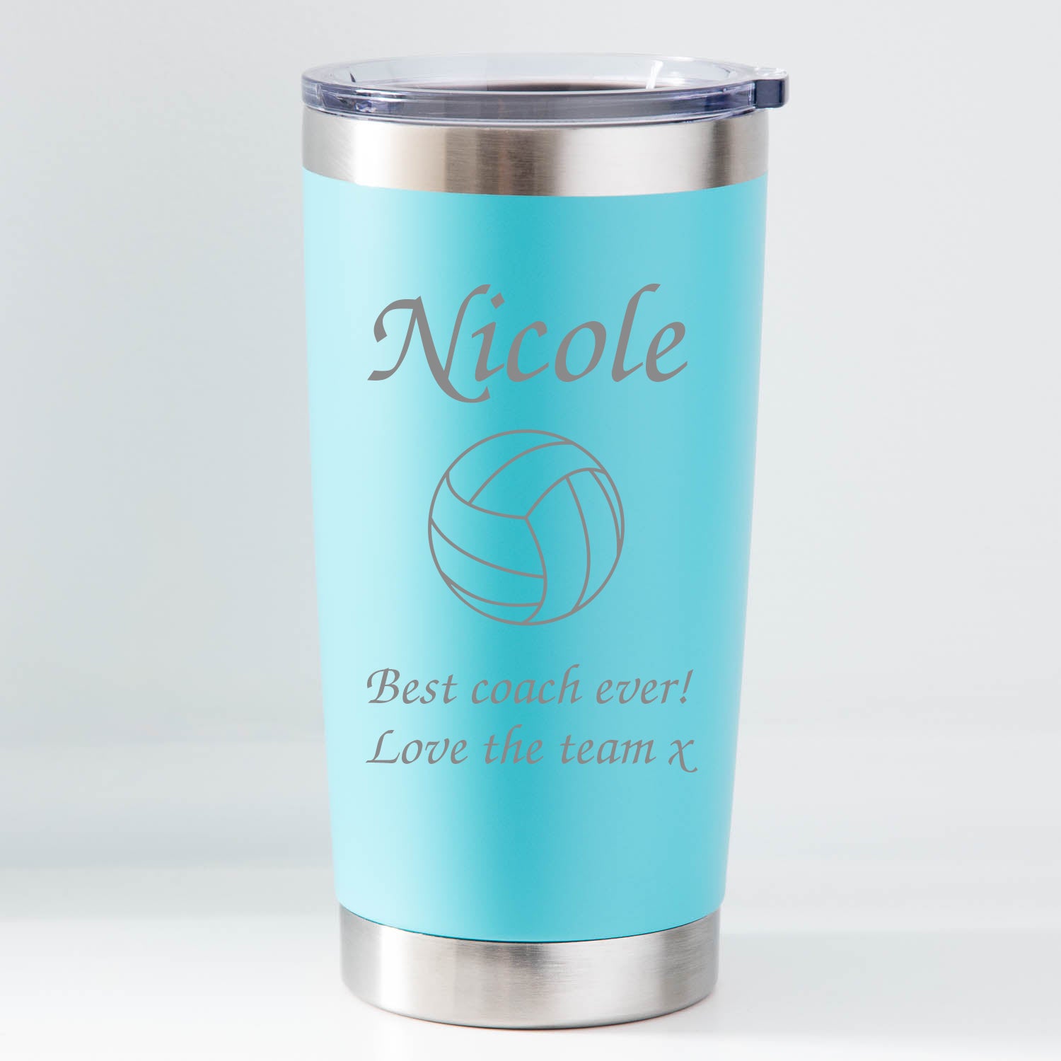 Personalised Netball Thermos Insulated Cup - Light Blue - Thermos Water Bottles