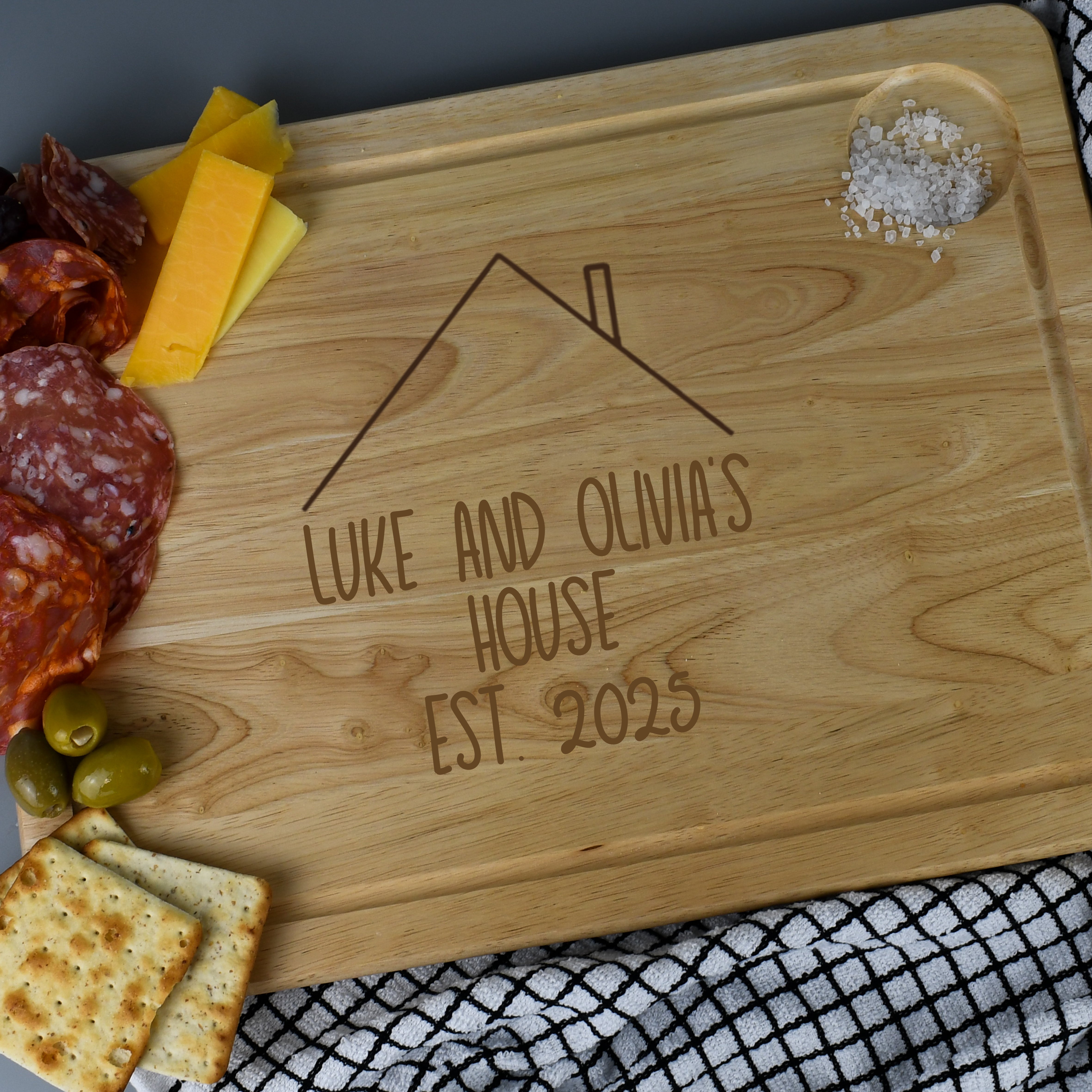 Personalised New Home Large Meat Chopping Board | Engraved - Chopping Boards