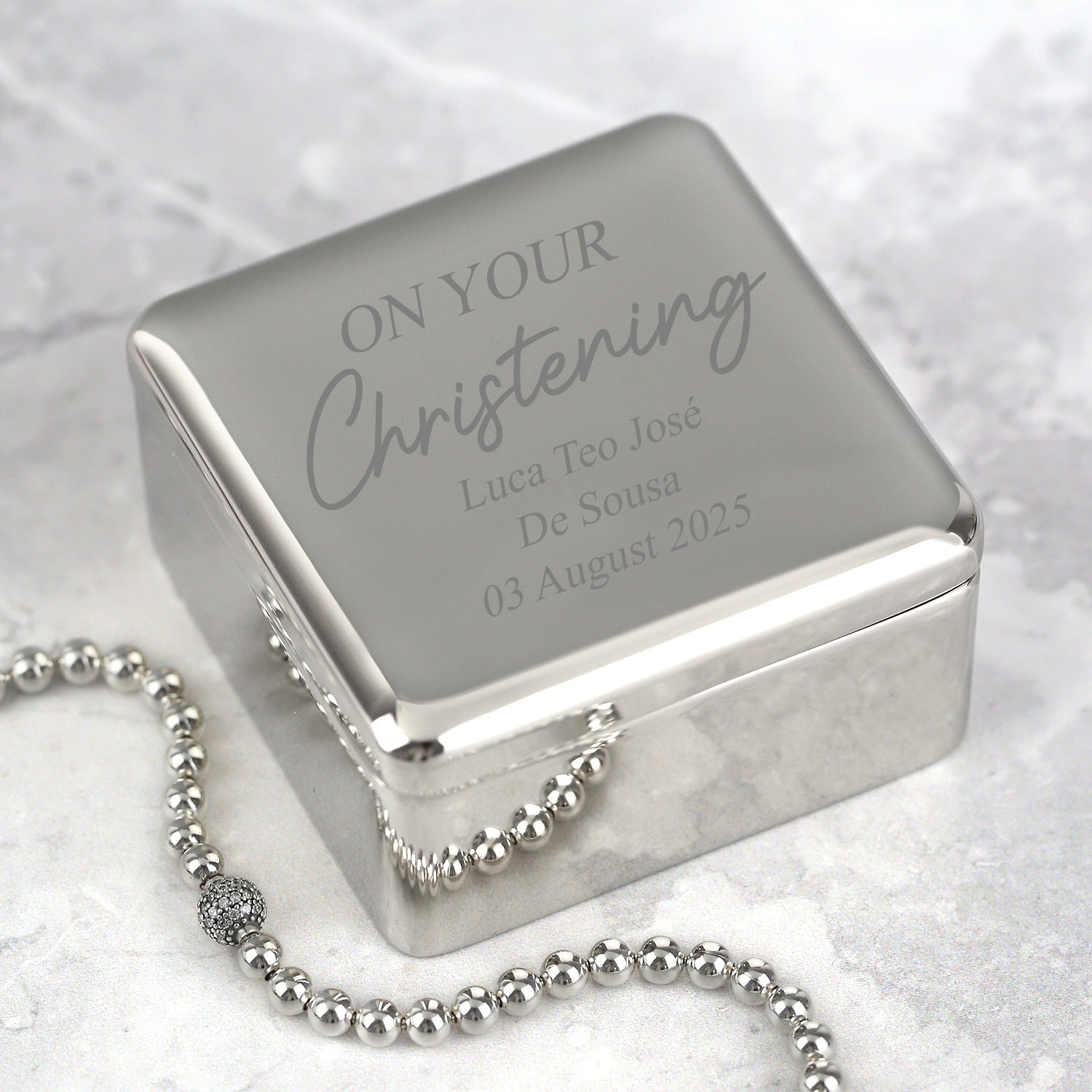 Personalised On Your Christening Square Trinket Box - Trinket Box