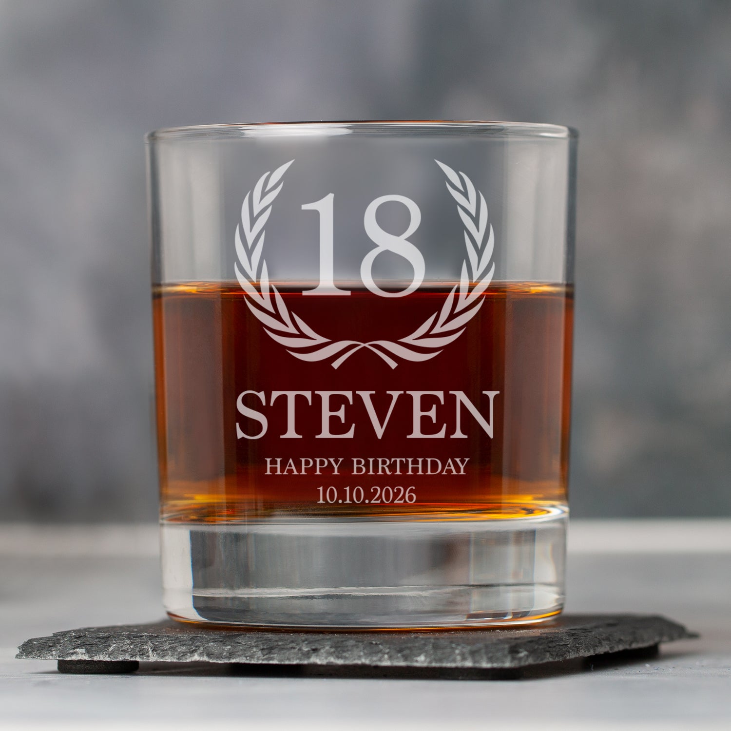 Personalised 18th Birthday Crest Glass Tumbler - Glass Tumblers