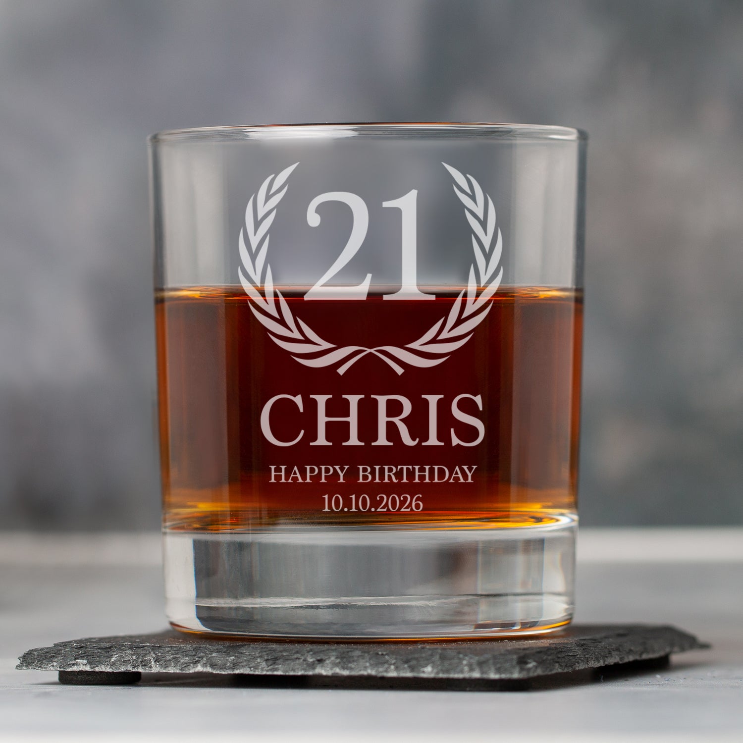 Personalised 21st Birthday Crest Glass Tumbler - Glass Tumblers