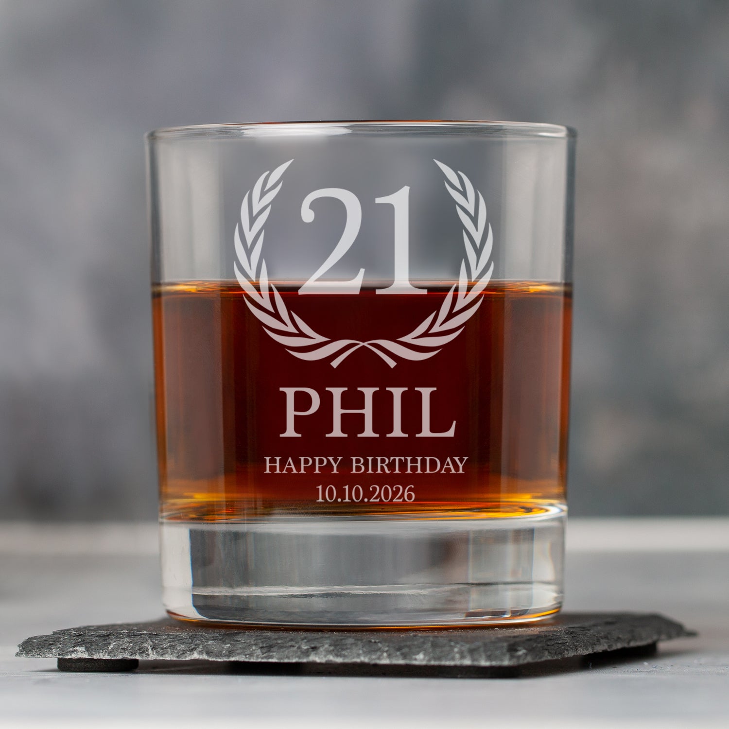 Personalised 21st Birthday Crest Glass Tumbler - Glass Tumblers