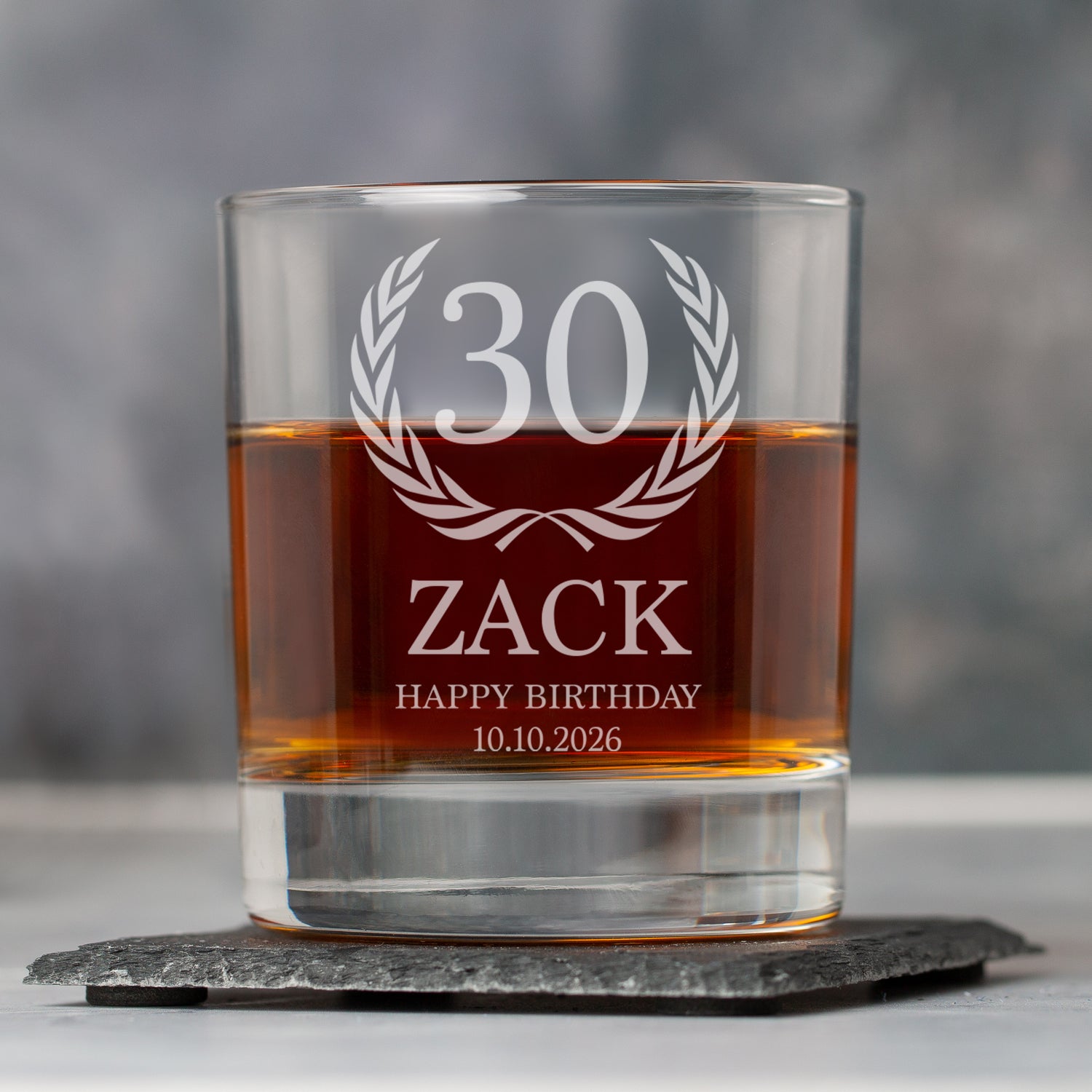 Personalised 30th Birthday Crest Glass Tumbler - Glass Tumblers