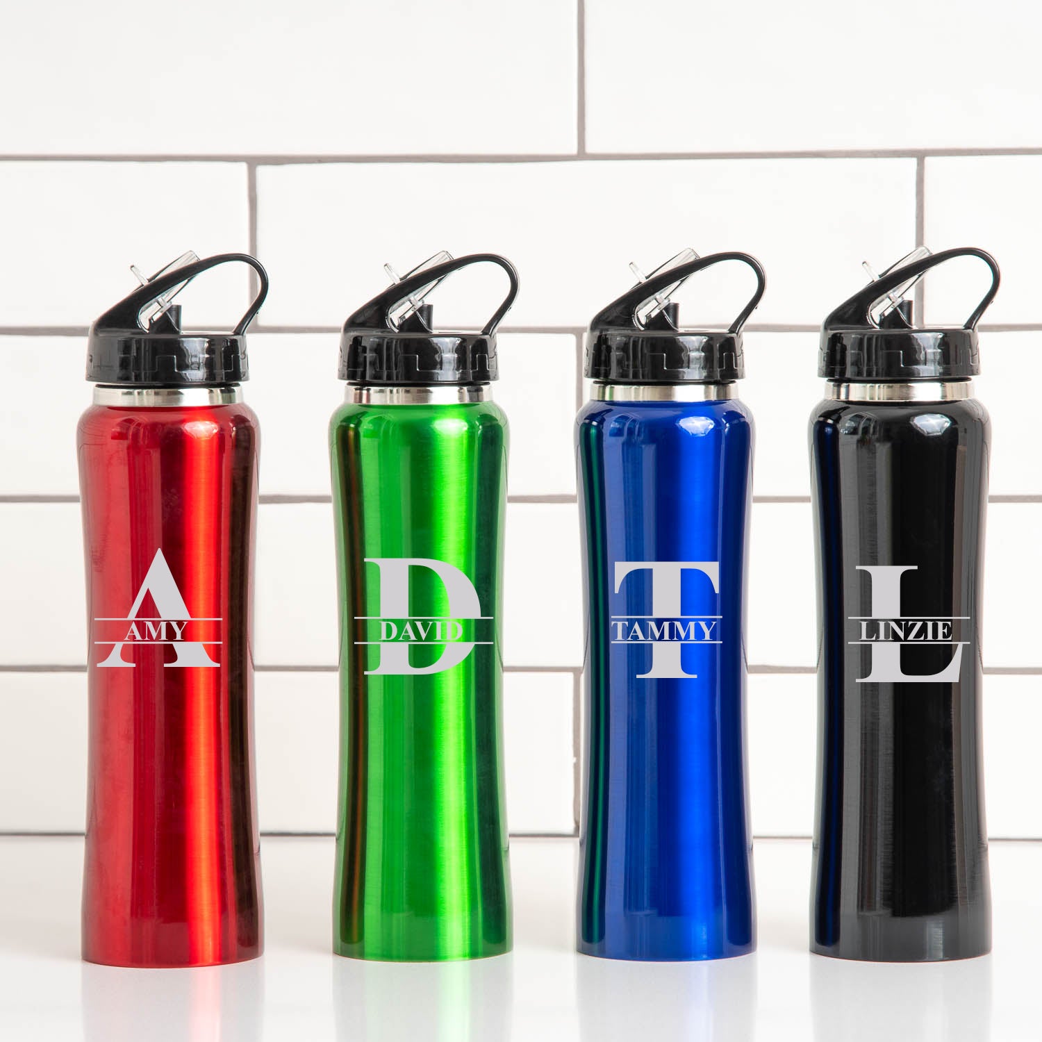 Personalised Initial & Name Sports Style Thermos Water Bottle - Thermos Water Bottles
