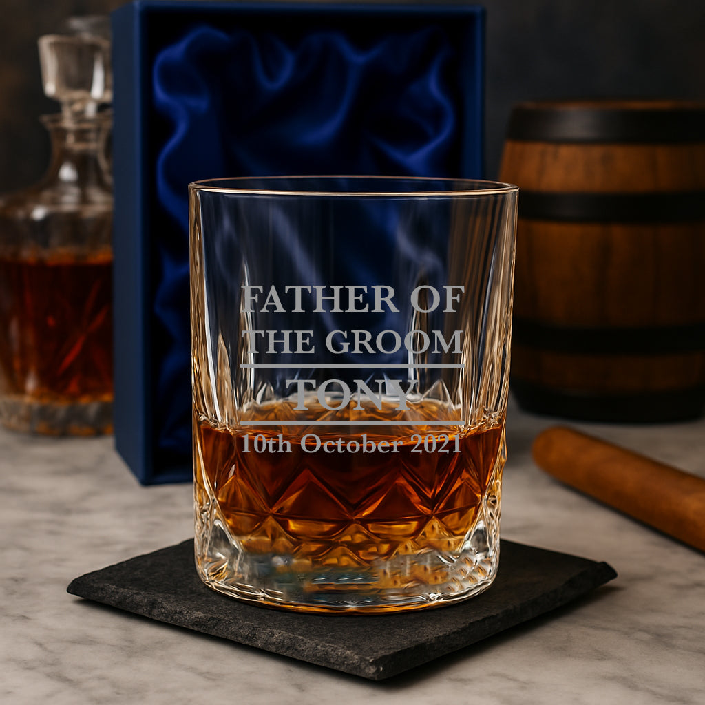 Personalised Father Of The Groom Crystal Panel Glass Tumbler - Glass Tumblers