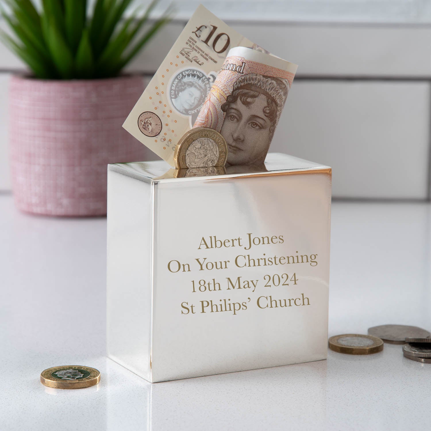 Personalised Any Message Square Money Box - Money Boxes