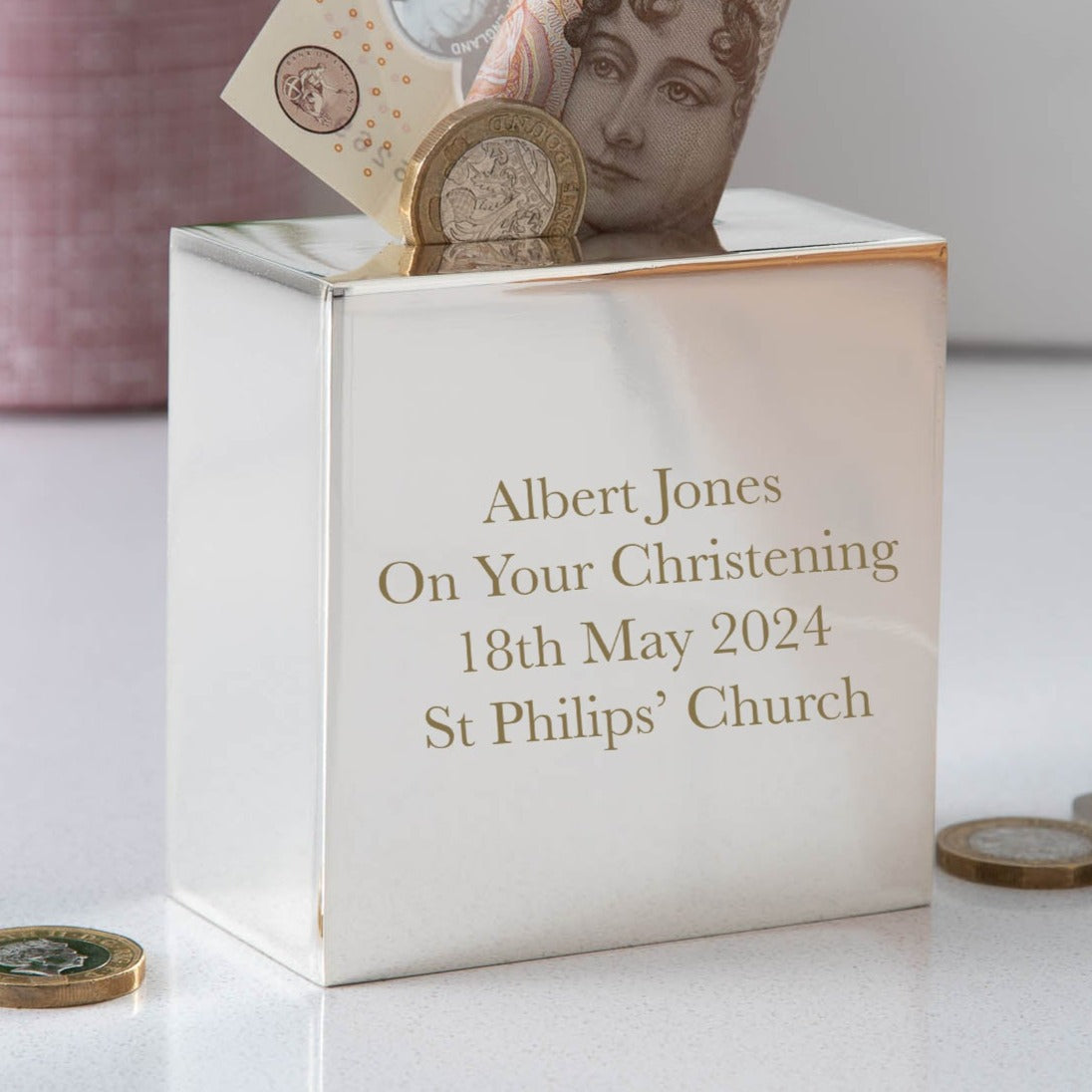 Personalised Any Message Square Money Box - Money Boxes