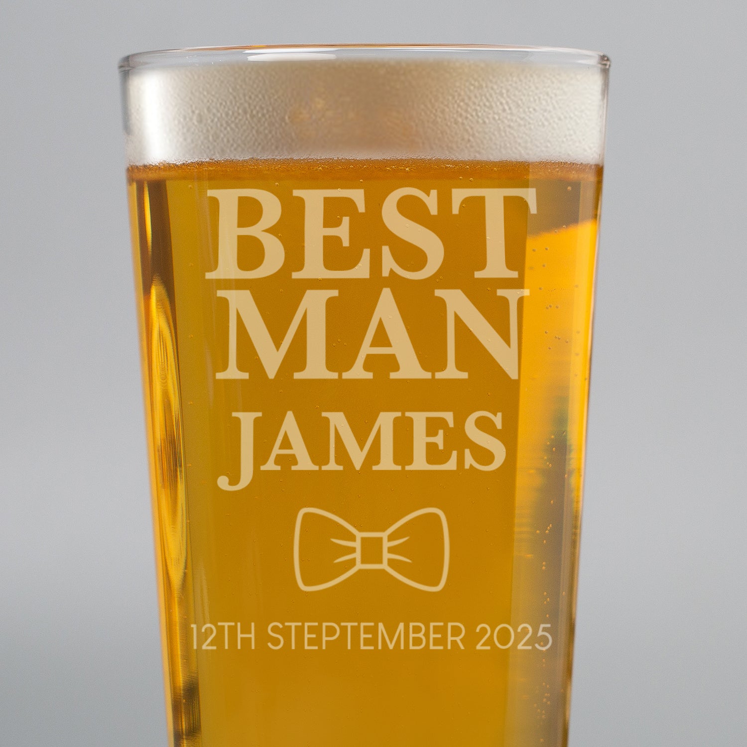 Personalised Best Man Bow Tie Pint Glass - Beer Glasses