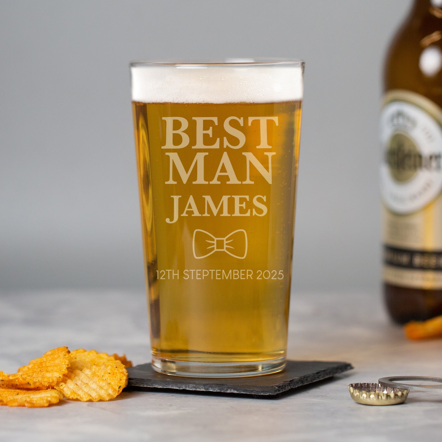 Personalised Best Man Bow Tie Pint Glass - Beer Glasses