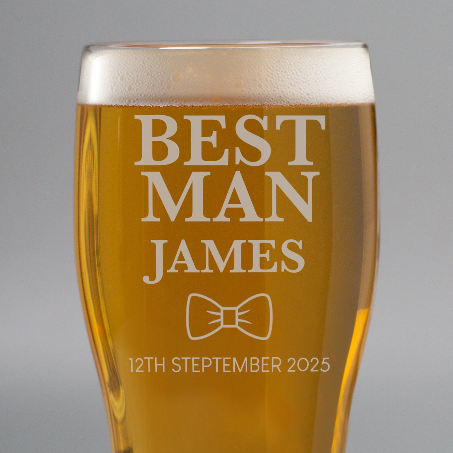 Personalised Best Man Bow Tie Tulip Pint Glass - Beer Glasses