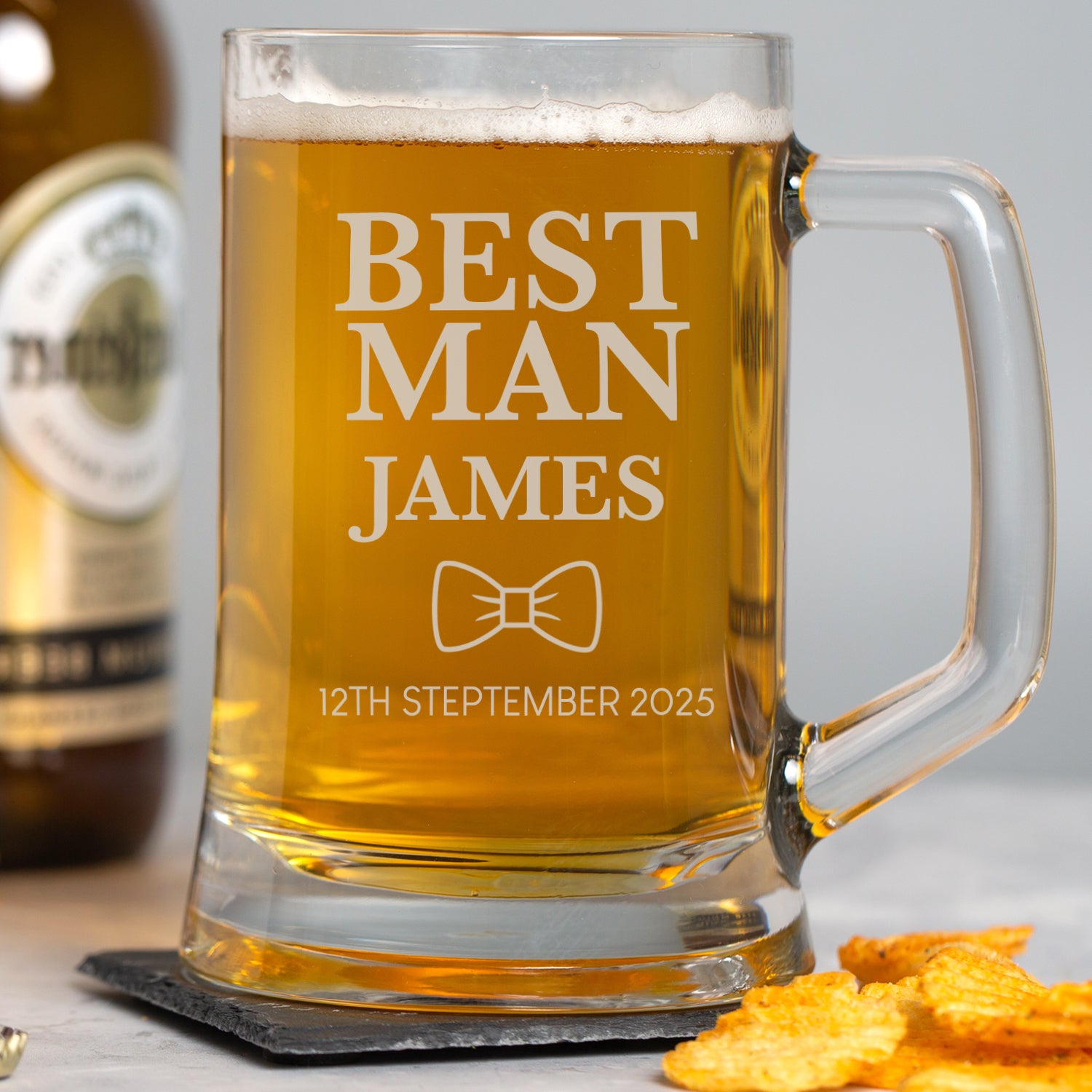 Personalised Best Man Bow Tie Glass Pint Stern Tankard - Beer Glasses