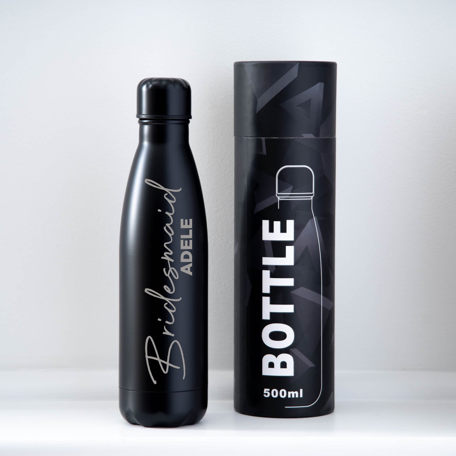 Personalised Bridesmaid Wedding Thermos Water Bottle - Yes / Black - Thermos Water Bottles