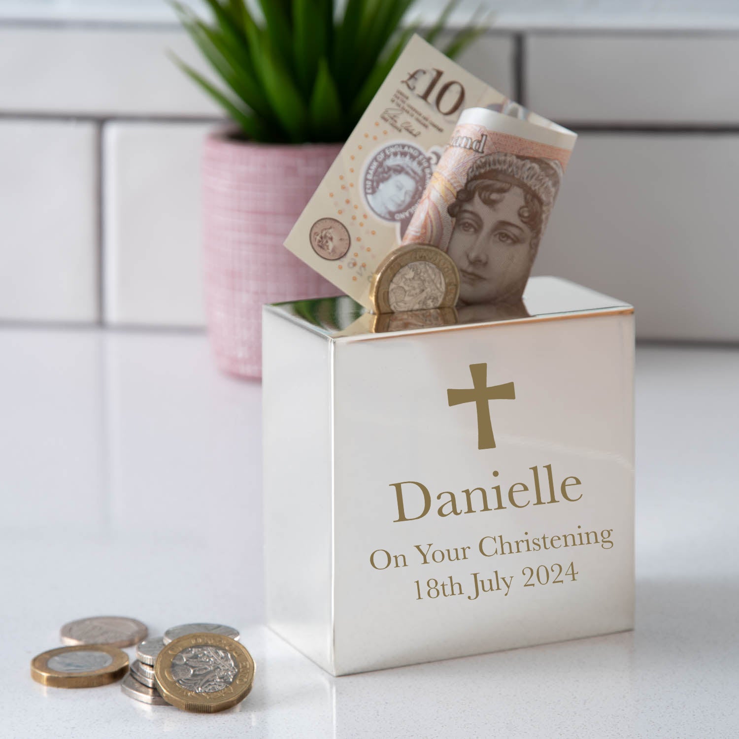 Personalised Cross Square Money Box - Money Boxes