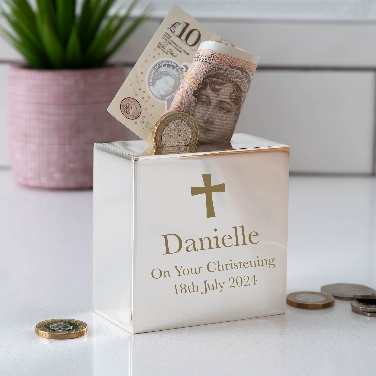 Personalised Cross Square Money Box - Money Boxes