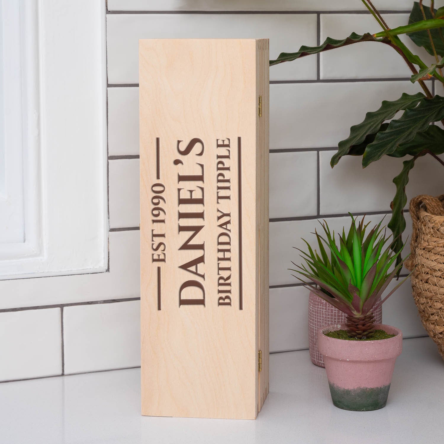 Personalised Established Wooden Wine Gift Box - Wooden Wine Box