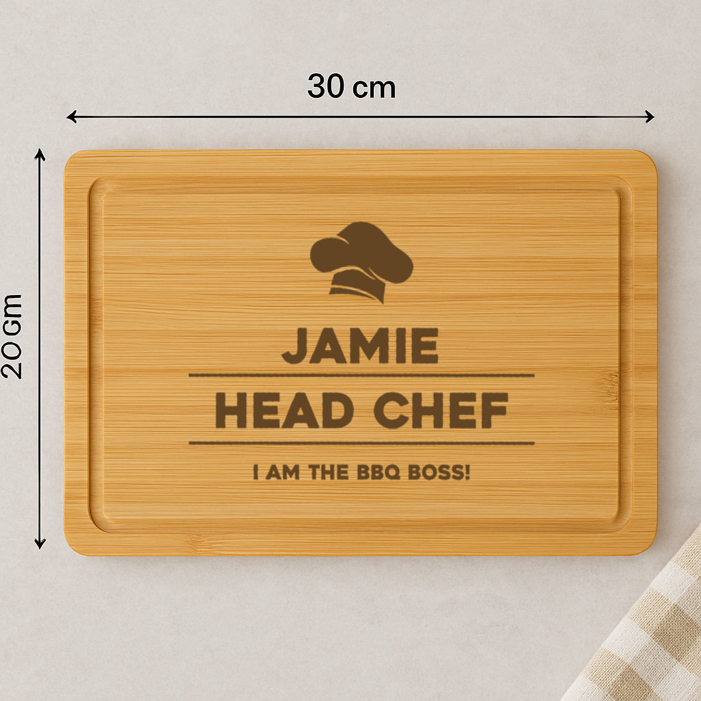 Personalised Head Chef Wooden Chopping Board - Chopping Boards
