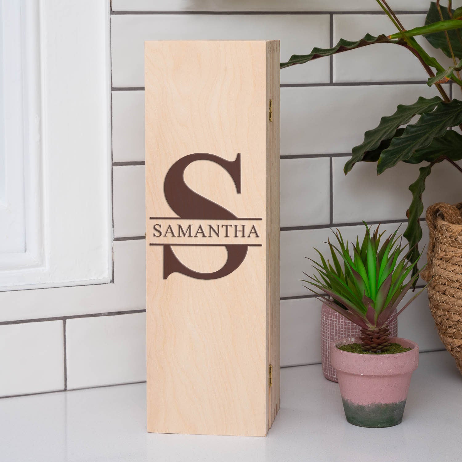 Personalised Initial & Name Wooden Wine Gift Box - Wooden Wine Box