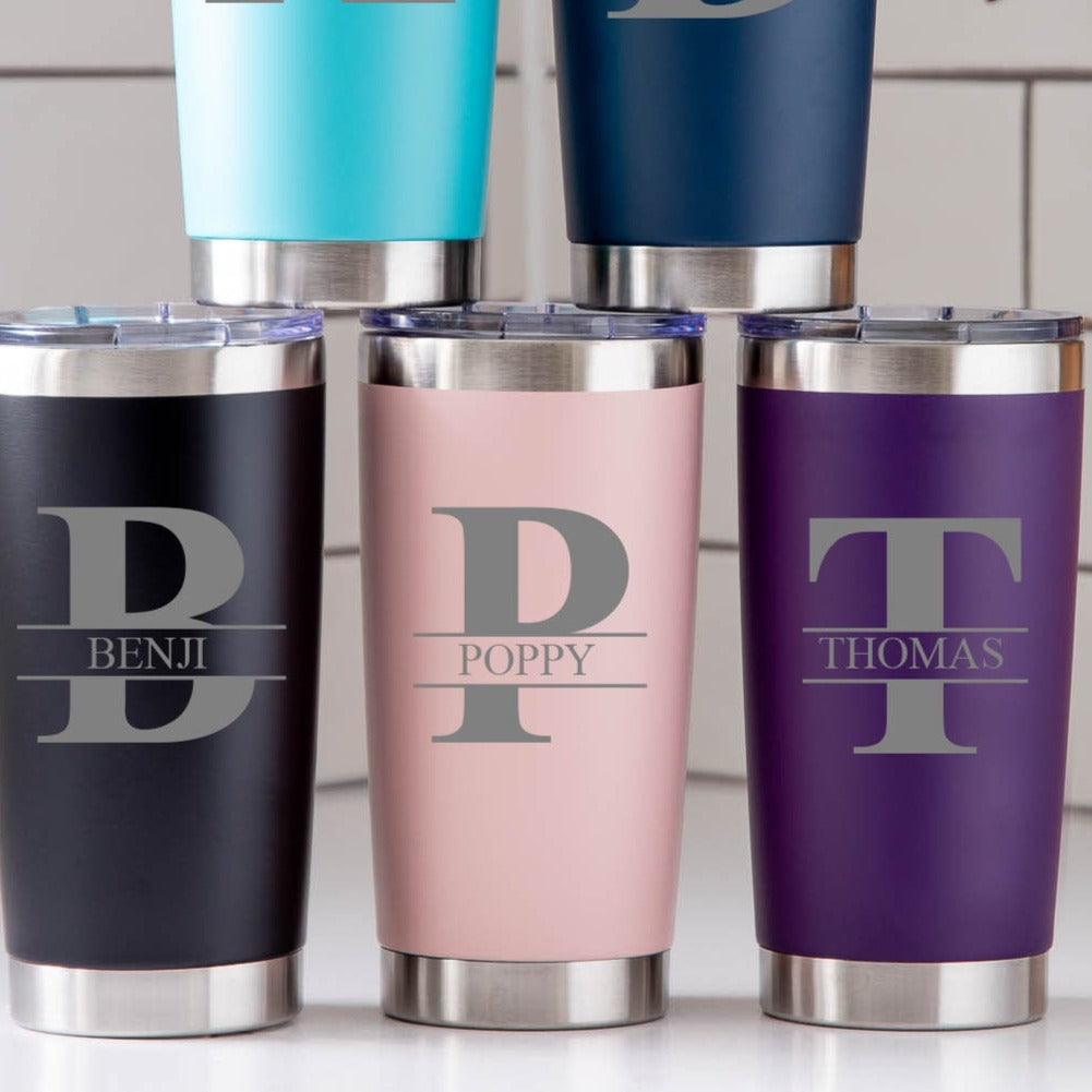 Personalised Initial & Name Insulated Travel Cup | Engraved - Thermos Water Bottles