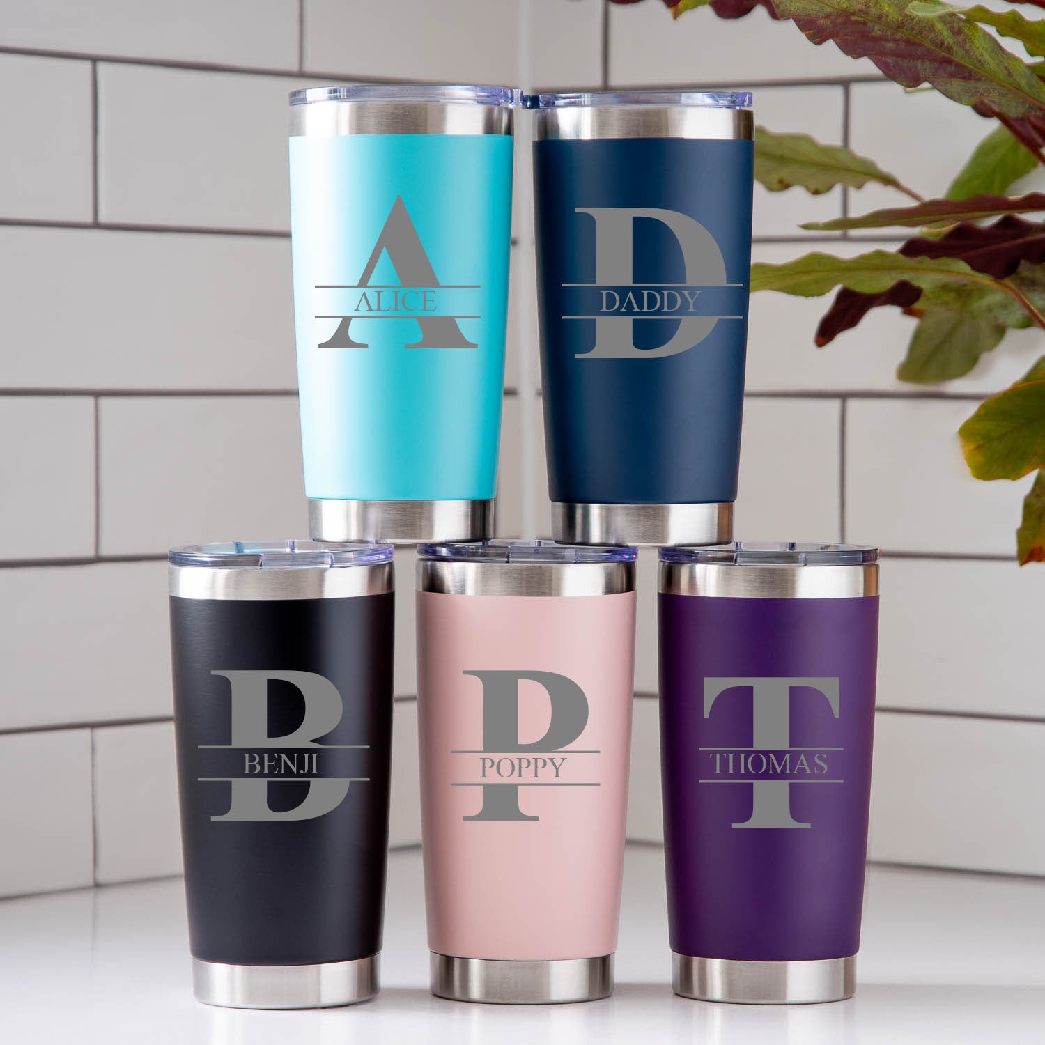 Personalised Initial & Name Insulated Travel Cup | Engraved - Thermos Water Bottles